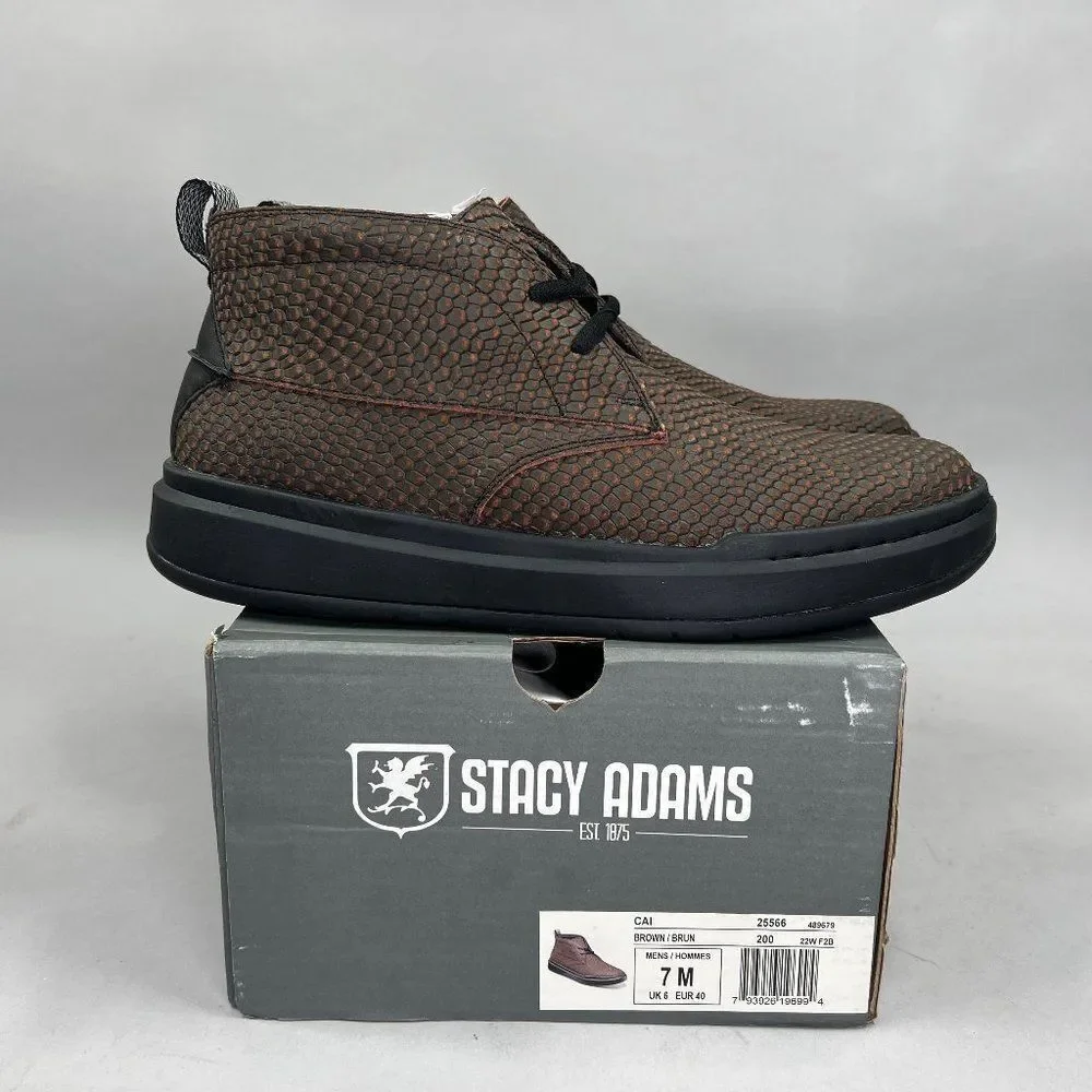 Stacy Adams Cai Chukka Boots Men's Size‎ 7 Brown Leather Plain Toe Casual Shoes